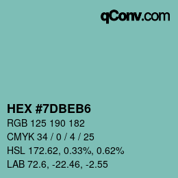 Farbcode: HEX #7DBEB6 | qconv.com