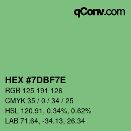 Color code: HEX #7DBF7E | qconv.com