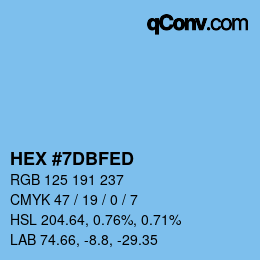 颜色代码: HEX #7DBFED | qconv.com