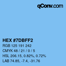 カラーコード: HEX #7DBFF2 | qconv.com