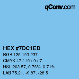 カラーコード: HEX #7DC1ED | qconv.com