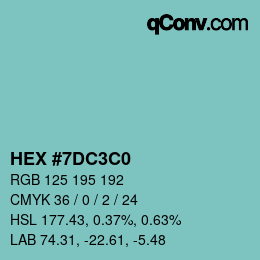 Farbcode: HEX #7DC3C0 | qconv.com