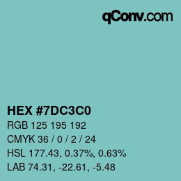 Color code: HEX #7DC3C0 | qconv.com