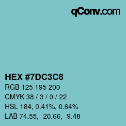 カラーコード: HEX #7DC3C8 | qconv.com