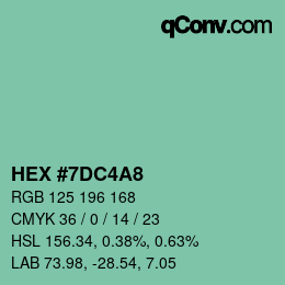 カラーコード: HEX #7DC4A8 | qconv.com