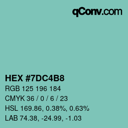 カラーコード: HEX #7DC4B8 | qconv.com