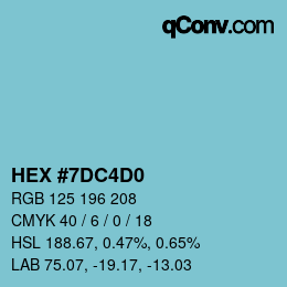 颜色代码: HEX #7DC4D0 | qconv.com