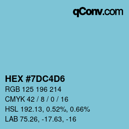 カラーコード: HEX #7DC4D6 | qconv.com