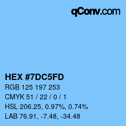 カラーコード: HEX #7DC5FD | qconv.com