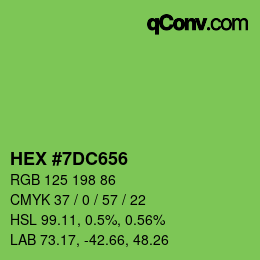 Código de color: HEX #7DC656 | qconv.com