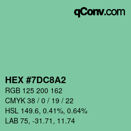 カラーコード: HEX #7DC8A2 | qconv.com