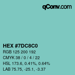 Color code: HEX #7DC8C0 | qconv.com