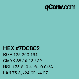 カラーコード: HEX #7DC8C2 | qconv.com