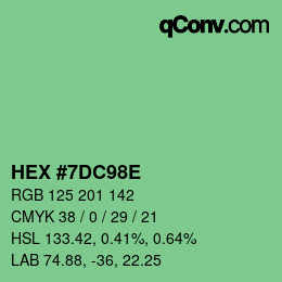 Color code: HEX #7DC98E | qconv.com