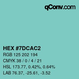 Color code: HEX #7DCAC2 | qconv.com