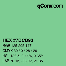 カラーコード: HEX #7DCD93 | qconv.com