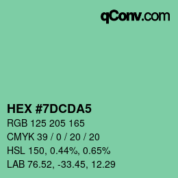 カラーコード: HEX #7DCDA5 | qconv.com