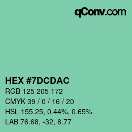 Código de color: HEX #7DCDAC | qconv.com