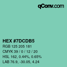 カラーコード: HEX #7DCDB5 | qconv.com