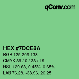 Farbcode: HEX #7DCE8A | qconv.com