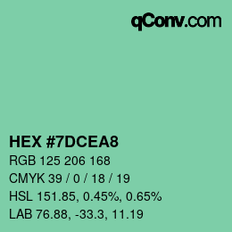 カラーコード: HEX #7DCEA8 | qconv.com