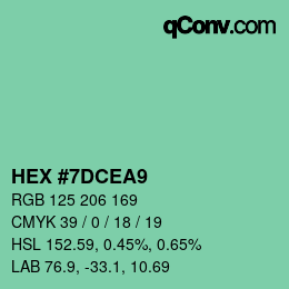 カラーコード: HEX #7DCEA9 | qconv.com