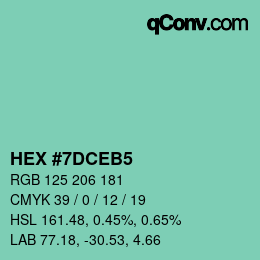 カラーコード: HEX #7DCEB5 | qconv.com