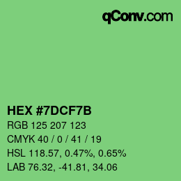 カラーコード: HEX #7DCF7B | qconv.com