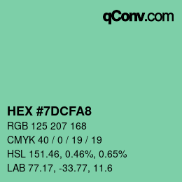 カラーコード: HEX #7DCFA8 | qconv.com