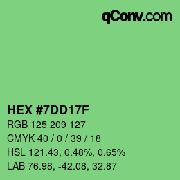 カラーコード: HEX #7DD17F | qconv.com