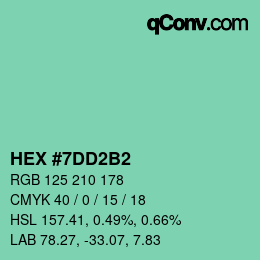 カラーコード: HEX #7DD2B2 | qconv.com