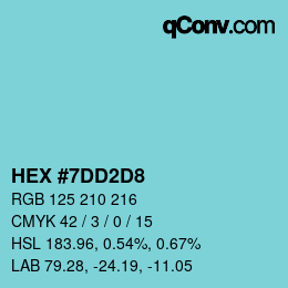 カラーコード: HEX #7DD2D8 | qconv.com