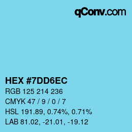 Color code: HEX #7DD6EC | qconv.com
