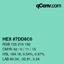Color code: HEX #7DD8C0 | qconv.com
