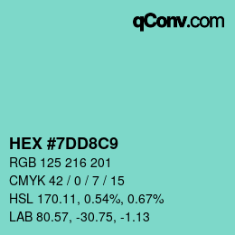 Color code: HEX #7DD8C9 | qconv.com