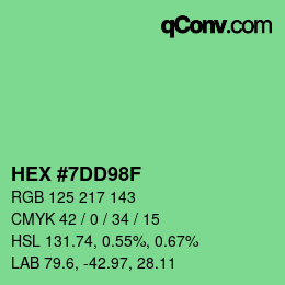 Color code: HEX #7DD98F | qconv.com