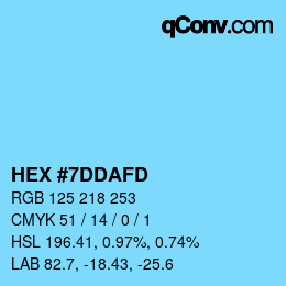 颜色代码: HEX #7DDAFD | qconv.com