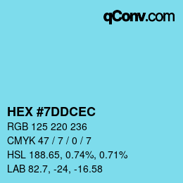 カラーコード: HEX #7DDCEC | qconv.com