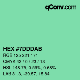 カラーコード: HEX #7DDDAB | qconv.com