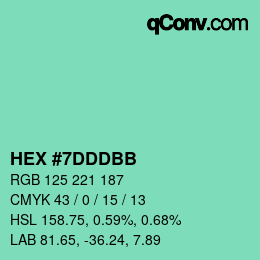 Color code: HEX #7DDDBB | qconv.com