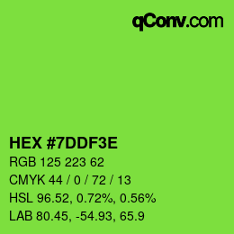 Color code: HEX #7DDF3E | qconv.com