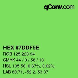 Color code: HEX #7DDF5E | qconv.com