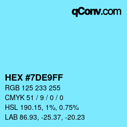 Color code: HEX #7DE9FF | qconv.com