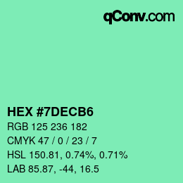 カラーコード: HEX #7DECB6 | qconv.com