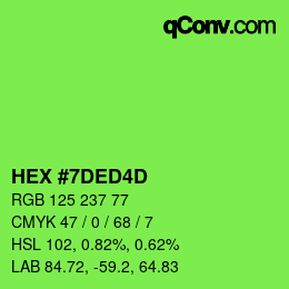 颜色代码: HEX #7DED4D | qconv.com