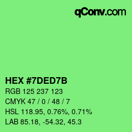Color code: HEX #7DED7B | qconv.com