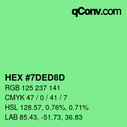 Color code: HEX #7DED8D | qconv.com