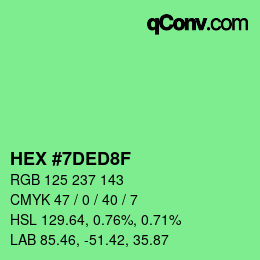 カラーコード: HEX #7DED8F | qconv.com