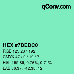 颜色代码: HEX #7DEDC0 | qconv.com