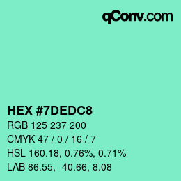 颜色代码: HEX #7DEDC8 | qconv.com